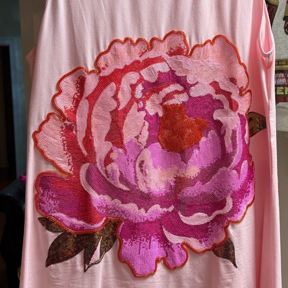 Sequin Floral Pink Dress